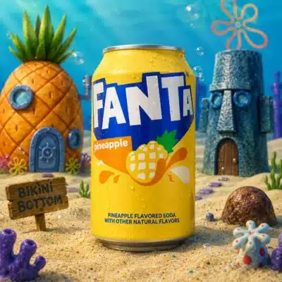 Gele Fanta Pineapple met ananas smaak uit Amerika