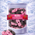 BUBS Foam Raspberry & Blueberry – Zachte vegan schuimsnoepjes in de kleuren roze en paars met de smaak van framboos en bosbes
