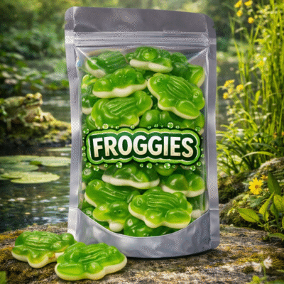 Haribo kikkers snoep, zachte schuim- en gummiesnoepjes in de vorm van kikkers