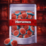Dulce Plus gevulde hersenen snoep, zachte fruitgum hersen snoepjes met vloeibare vulling, Dulce Plus Brains snoep, realistische hersenen fruitgum