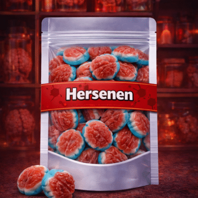 Dulce Plus gevulde hersenen snoep, zachte fruitgum hersen snoepjes met vloeibare vulling, Dulce Plus Brains snoep, realistische hersenen fruitgum