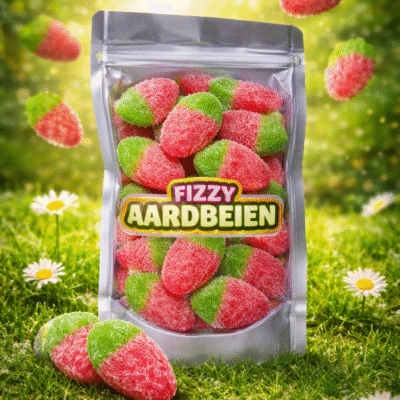 Jake zoetzure aardbei snoepjes, zachte gummy snoepjes met zoet-zure aardbeiensmaak