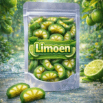 Vidal Peelable Limoen Schijfjes: pelbare groene en witte snoepjes in de vorm van een limoenpartje met een zachte textuur en een heerlijk zoete, milde limoensmaak