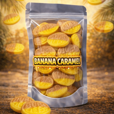 Bubs banaan karamel snoep, zacht snoepje met banaan- en karamelsmaak