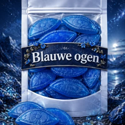 Blauwe ogen snoepjes van Frisia, zachte blauwe oogvorm snoep met zoete bosbessensmaak