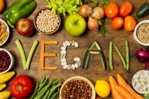 Vegan woord in groente letters