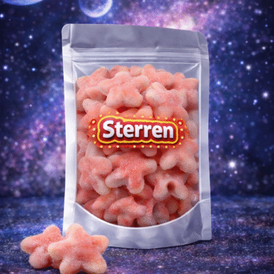 Gesuikerde roze sterren snoep met twist erin van Dulce Plus