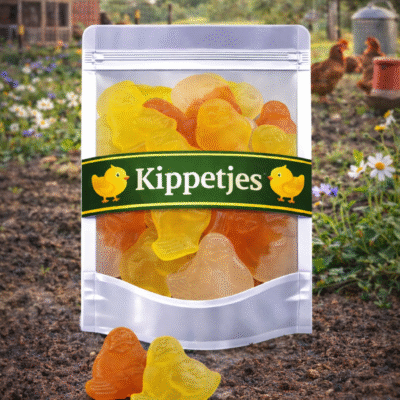 Zoete kippetjes snoep van Frisia – vegan kuiken snoepjes met fruitsmaak