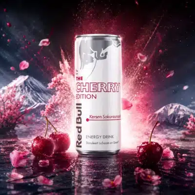 Redbull Cherry edition, oftewel Cherry Sakura. Met kersen smaak, wit energieblikje.