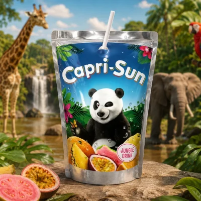 Caprisun Jungle Drink pakje kleurrijk tropisch drankje.